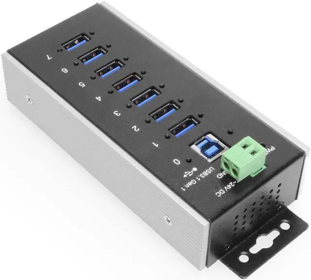 Alt view image 2 of 6 - Coolgear 7 Port USB 3.2 Gen 1 Industrial Wide Temp. Range Hub