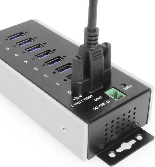 Alt view image 4 of 6 - Coolgear 7 Port USB 3.2 Gen 1 Industrial Wide Temp. Range Hub