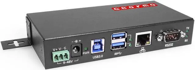 Main image of Gearmo 2-Port USB 3.2 Gen 1 Industrial Surface & DIN-Rail Mount Hub w/ Gigabit Ethernet & DB9 Serial FTDI Chipset