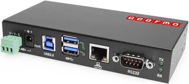 Alt view image 2 of 7 - Gearmo 2-Port USB 3.2 Gen 1 Industrial Surface & DIN-Rail Mount Hub w/ Gigabit Ethernet & DB9 Serial FTDI Chipset