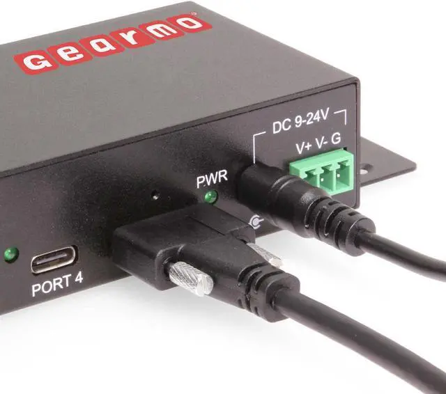 Alt view image 3 of 5 - Gearmo 4-Port USB 3.2 Gen 2 Type-C Industrial Surface & DIN-Rail Mount Hub w/ ESD Surge Protection