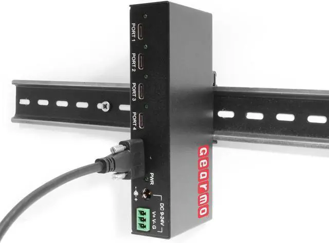 Alt view image 4 of 5 - Gearmo 4-Port USB 3.2 Gen 2 Type-C Industrial Surface & DIN-Rail Mount Hub w/ ESD Surge Protection
