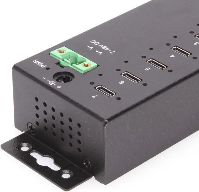 Alt view image 3 of 5 - Coolgear 7-Port USB-C 3.2 Hub with 5Gbps Data, Surge Protection, Screw-Lock Ports, Wide Power Input for Industrial Use