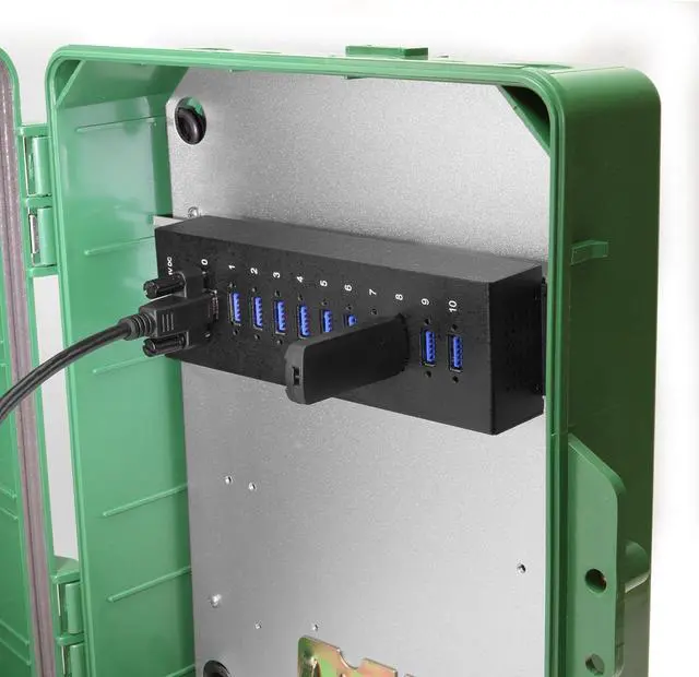 Alt view image 5 of 6 - Coolgear 10 Port USB 3.2 Gen 1 Hub Surge Protection w/ Din Rail Mounting