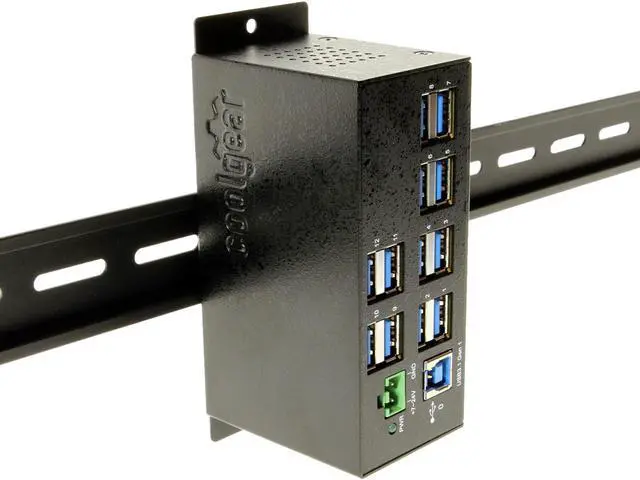 Alt view image 5 of 7 - Coolgear 12-Port USB 3.2 Gen1 w/15KV ESD Surge Protection DIN Rail Mount