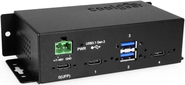 Alt view image 5 of 7 - Coolgear 4 Port Industrial USB 3.2 Gen 2 Type-C Hub w/ Screw-Locking Ports & Status LEDs