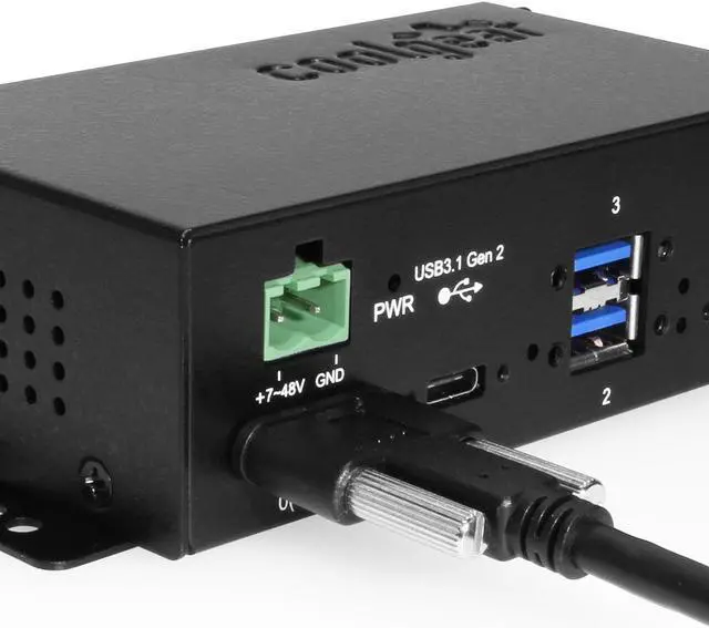 Alt view image 6 of 7 - Coolgear 4 Port Industrial USB 3.2 Gen 2 Type-C Hub w/ Screw-Locking Ports & Status LEDs