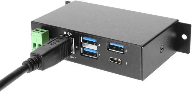 Alt view image 3 of 6 - Coolgear 4-Port USB A and USB C 3.1 Gen 1 Hub, SuperSpeed 5 Gb/s, Industrial Metal Enclosure, ESD Protection, Wall and Din Mountable