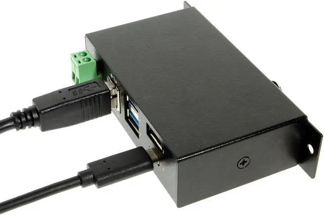 Alt view image 4 of 6 - Coolgear 4-Port USB A and USB C 3.1 Gen 1 Hub, SuperSpeed 5 Gb/s, Industrial Metal Enclosure, ESD Protection, Wall and Din Mountable