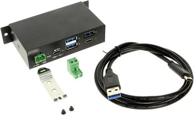 Alt view image 6 of 6 - Coolgear USB C Hub 4 Port USB 3.1 Gen1 SuperSpeed USB C Upstream
