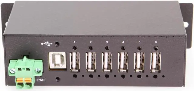 Alt view image 2 of 6 - Coolgear 6 Port Managed USB 2.0 Hub with DIN-Rail Mount, Individual Port Control, and Surge Protection