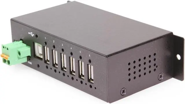 Alt view image 3 of 6 - Coolgear 6 Port Managed USB 2.0 Hub with DIN-Rail Mount, Individual Port Control, and Surge Protection