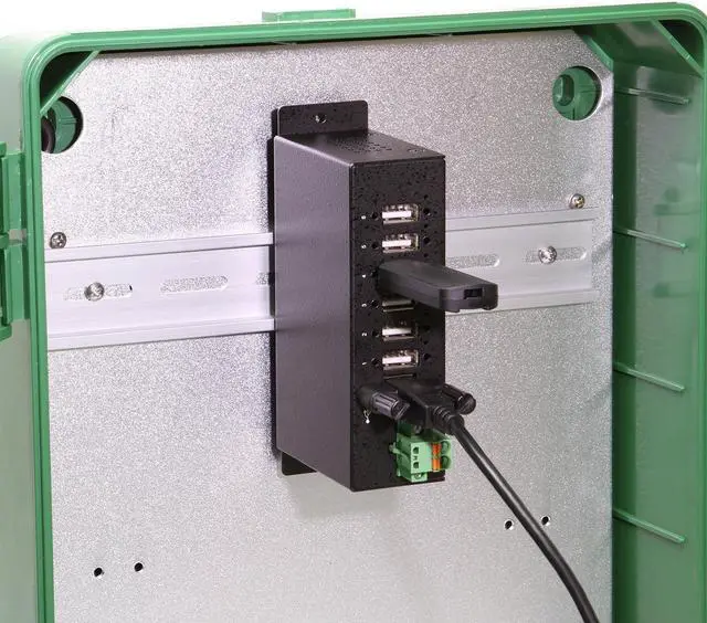 Alt view image 5 of 6 - Coolgear 6 Port Managed USB 2.0 Hub with DIN-Rail Mount, Individual Port Control, and Surge Protection