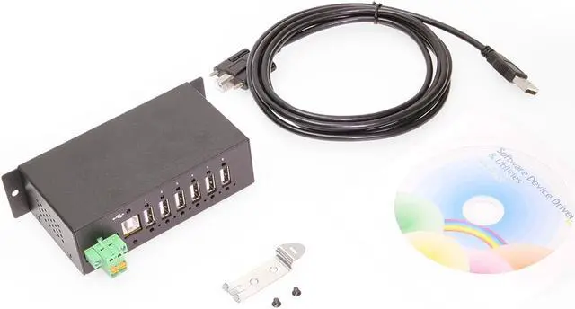Alt view image 6 of 6 - Coolgear 6 Port Managed USB 2.0 Hub with DIN-Rail Mount, Individual Port Control, and Surge Protection