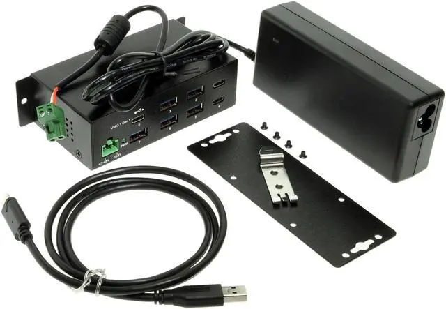 Alt view image 2 of 6 - Coolgear USB 3.0 7 Port Hub, 2 Type-C and 5 Type-A Ports, DIN Rail Mountable, ESD Protection, Power Adapter Included