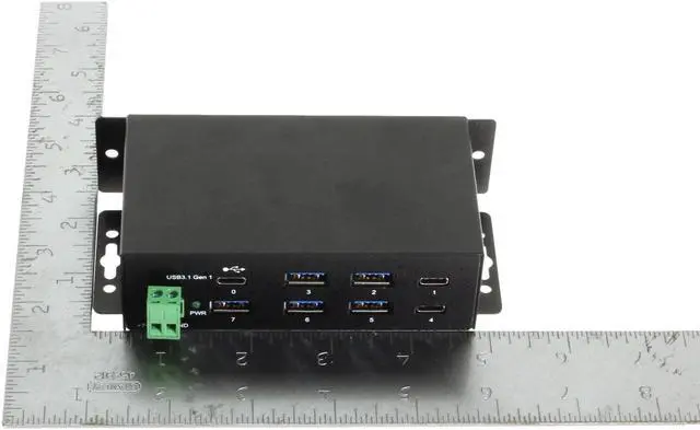 Alt view image 6 of 6 - Coolgear USB 3.0 7 Port Hub, 2 Type-C and 5 Type-A Ports, DIN Rail Mountable, ESD Protection, Power Adapter Included