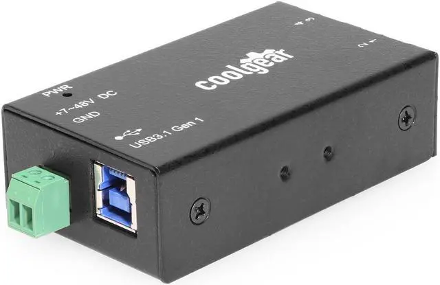 Alt view image 2 of 6 - Coolgear Compact 4-Port USB 3.2 Gen 1 Micro Hub for Industrial Use, 5Gbps Data, Variable Voltage Input, and Surge Protection