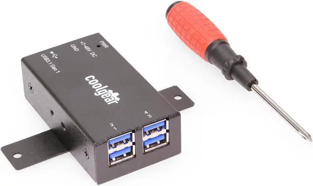 Alt view image 3 of 6 - Coolgear Compact 4-Port USB 3.2 Gen 1 Micro Hub for Industrial Use, 5Gbps Data, Variable Voltage Input, and Surge Protection