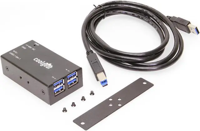 Alt view image 6 of 6 - Coolgear Compact 4-Port USB 3.2 Gen 1 Micro Hub for Industrial Use, 5Gbps Data, Variable Voltage Input, and Surge Protection