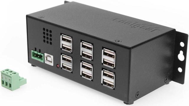 Alt view image 2 of 6 - Coolgear Industrial 12-Port USB 2.0 Powered Hub for PC-MAC DIN-RAIL Mount