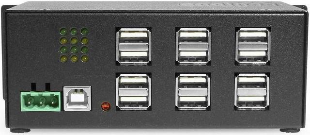 Alt view image 3 of 6 - Coolgear Industrial 12-Port USB 2.0 Powered Hub for PC-MAC DIN-RAIL Mount