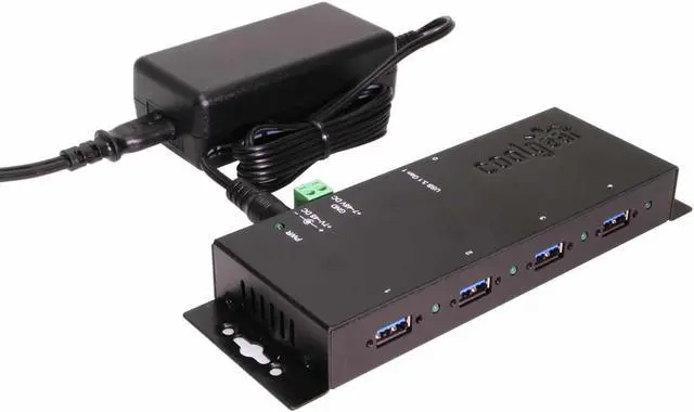 Alt view image 5 of 6 - Coolgear USB 3.0 4-Port Industrial Hub, GL 3520 Chipset, Power Supply Included, 5 Gbps Speeds, Mountable, Supports MTT