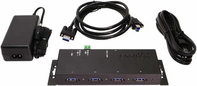 Alt view image 6 of 6 - Coolgear USB 3.0 4-Port Industrial Hub, GL 3520 Chipset, Power Supply Included, 5 Gbps Speeds, Mountable, Supports MTT