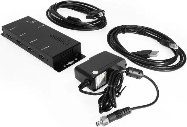 Alt view image 5 of 5 - Coolgear Metal 4-Port USB 2.0 Powered Hub for Industrial Use w/ Screw Lock