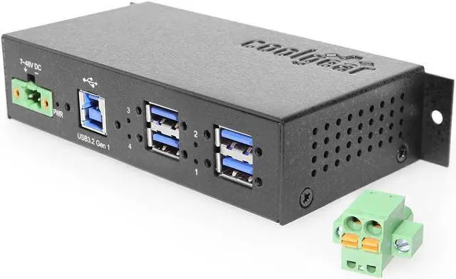 Alt view image 2 of 5 - Coolgear 4-Port Industrial USB 3.0 Hub w/ 1.5Amp Output GL Chip DIN-Rail Mounting