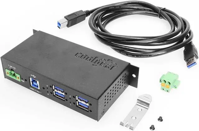 Alt view image 5 of 5 - Coolgear 4-Port Industrial USB 3.0 Hub w/ 1.5Amp Output GL Chip DIN-Rail Mounting