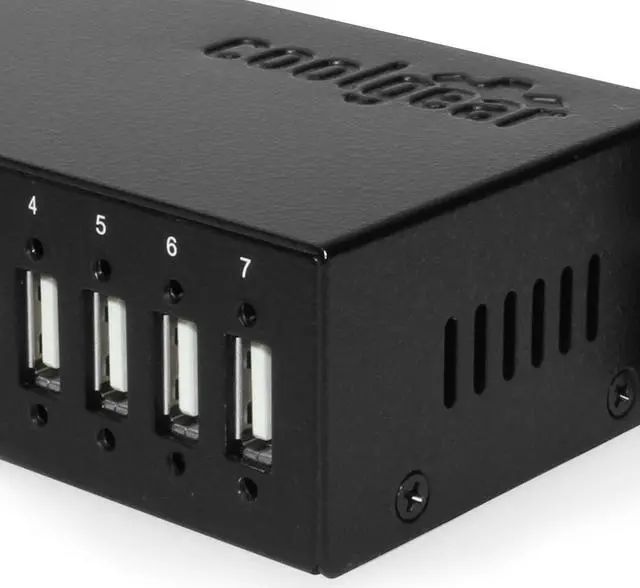 Alt view image 2 of 6 - Coolgear USB 2.0 7-Port hub with surge protection Din rail mounting - NEC chip