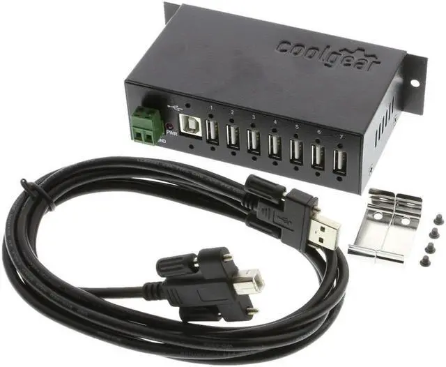 Alt view image 6 of 6 - Coolgear USB 2.0 7-Port hub with surge protection Din rail mounting - NEC chip