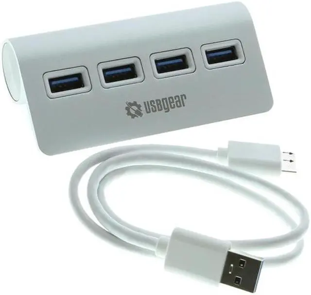 Alt view image 4 of 5 - USBGear USBGear 4-Port USB 3.0 Data Hub Sleek Silver for Laptop Applications