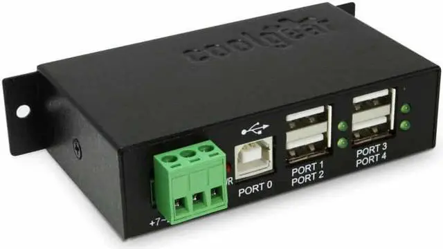 Main image of Coolgear Industrial 4 Port USB 2.0 Powered Hub with Power Adapter for PC-MAC