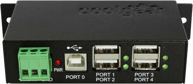 Alt view image 2 of 5 - Coolgear Industrial 4 Port USB 2.0 Powered Hub with Power Adapter for PC-MAC