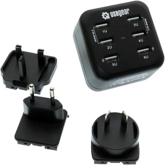 Alt view image 4 of 4 - USBGear 6 Ports USB Charger up to 2.4A Travel Fast Charger