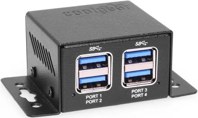 Main image of Coolgear 4 Port USB 3.2 Gen 1 Micro Powered Hub w/ ESD Surge Protection & Power Adapter
