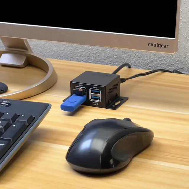 Alt view image 7 of 7 - Coolgear 4 Port USB 3.2 Gen 1 Micro Powered Hub w/ ESD Surge Protection & Power Adapter