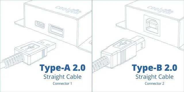 Alt view image 3 of 3 - USBGear 5ft. Black USB 2.0 Device Extension Cable A-Male to B-Male