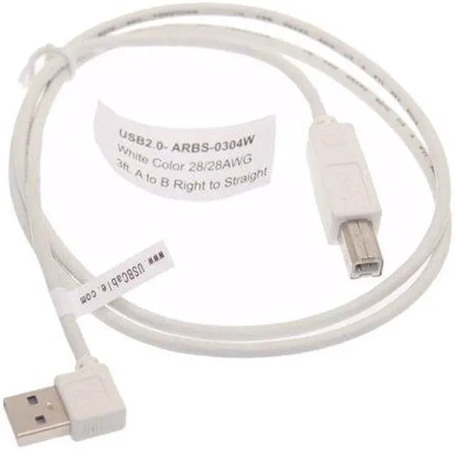 Main image of USBGear 3ft. White Right to Straight A to B 28/28AWG Cable USB 2.0 RoHS