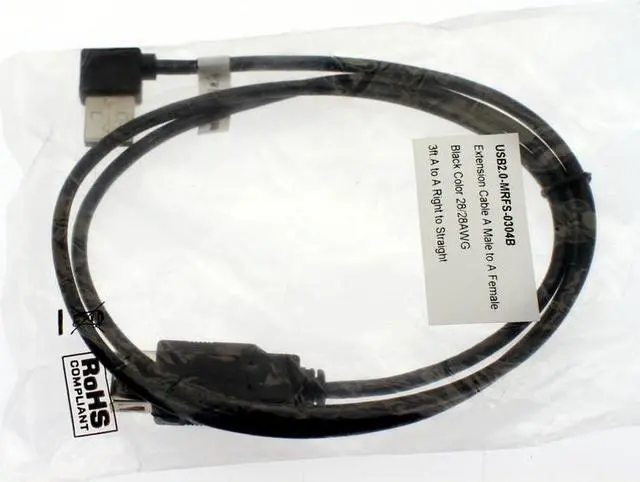 Alt view image 2 of 3 - USBGear 3ft. Black USB 2.0 Extension Cable A male Right Angle to A Female