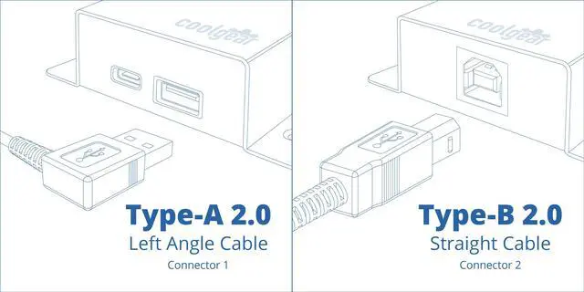 Alt view image 4 of 4 - USBGear 6ft. White USB Cable A Left Angle to B High-Speed USB 2.0 Device Cable