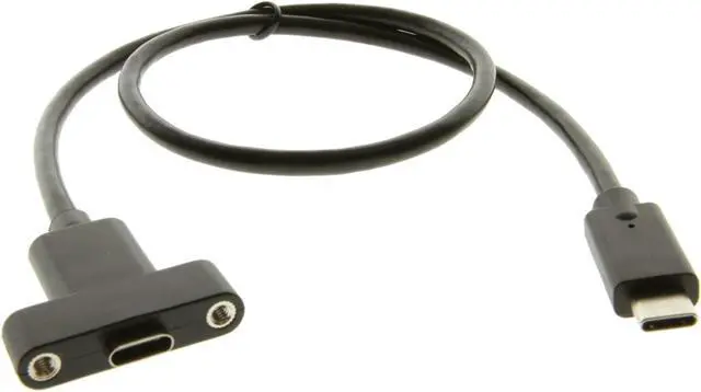 Alt view image 2 of 3 - Coolgear USB 3.2 Gen 2 Type-C Male to Female High Quality Panel Mount Cable 20 inch