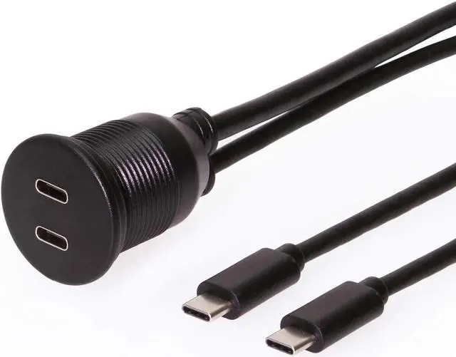 Main image of Coolgear 3ft. USB Panel Mount Extension 2 x Type C 3.2 Gen 1 Male to Female Cable