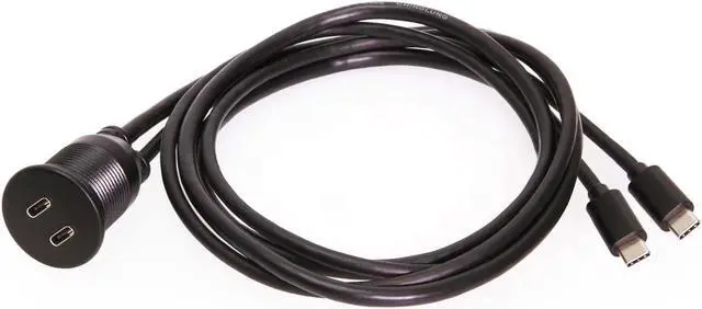 Alt view image 2 of 7 - Coolgear 3ft. USB Panel Mount Extension 2 x Type C 3.2 Gen 1 Male to Female Cable