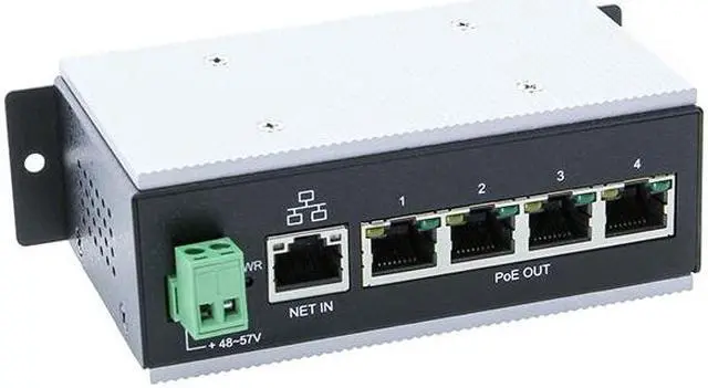 Main image of Coolgear 4-Port PoE Switch with Gigabit Uplink for Long-Range Power and Data Delivery up to 100m