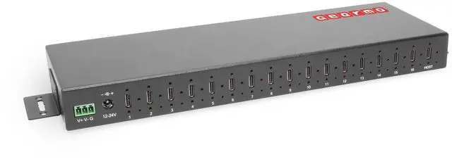 Main image of Gearmo 16-Port USB 3.2 Gen 2 Type-C Industrial Rack Mount Compatible Hub w/ ESD Surge Protection