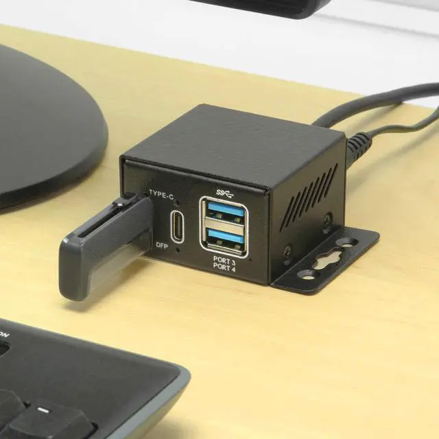 Alt view image 3 of 5 - Coolgear 4 Port USB 3.2 Gen 1 Type-C & A Micro Powered Hub w/ ESD Surge Protection & Power Adapter