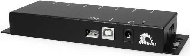 Alt view image 2 of 5 - USBGear Slim 7-Port USB 2.0 Hub with Power Adapter - 480Mbps Data, LED Indicators, Self-Powered, Plug & Play for PC & Mac