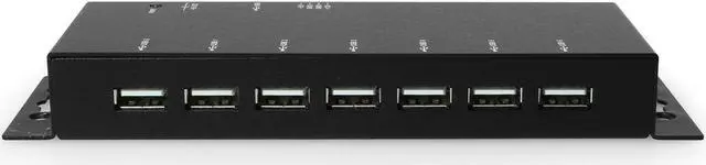 Alt view image 3 of 5 - USBGear Slim 7-Port USB 2.0 Hub with Power Adapter - 480Mbps Data, LED Indicators, Self-Powered, Plug & Play for PC & Mac